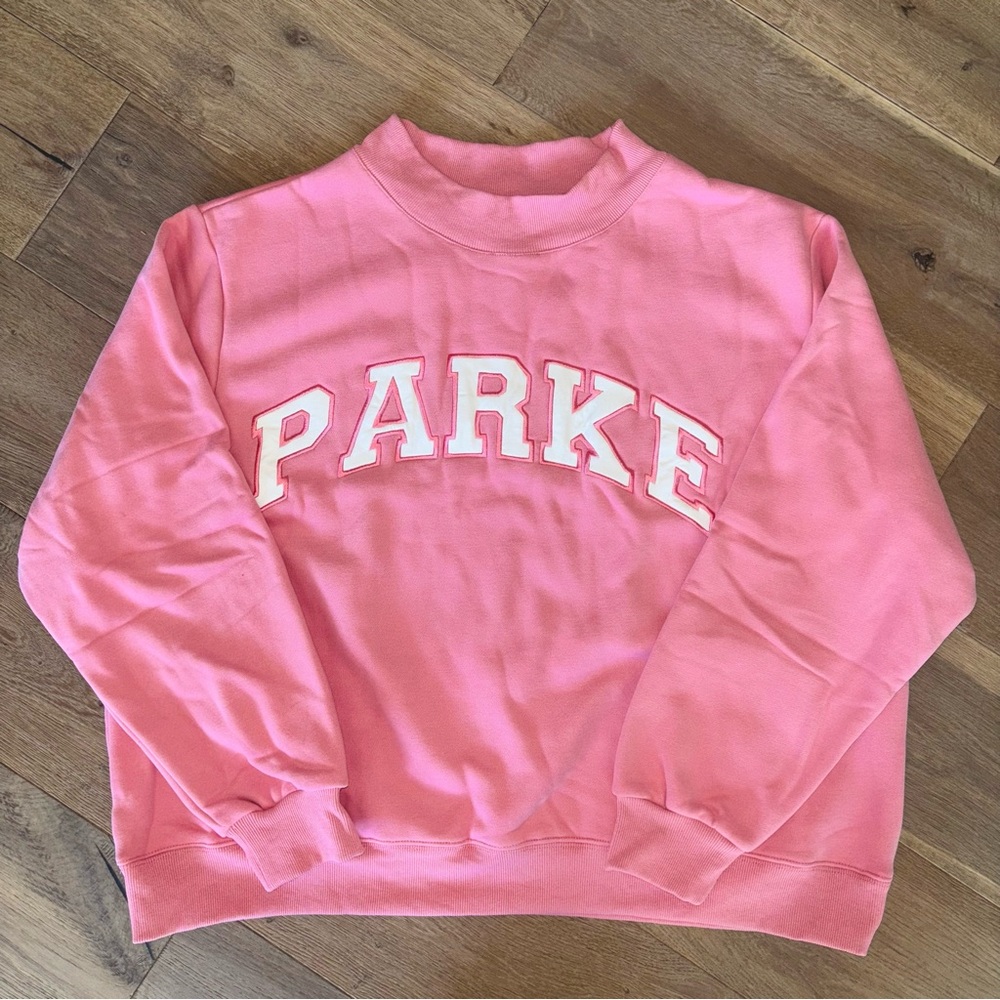 💗🍦Parke Bubblegum Pink + White Mock Neck sweatshirt NEW xxl